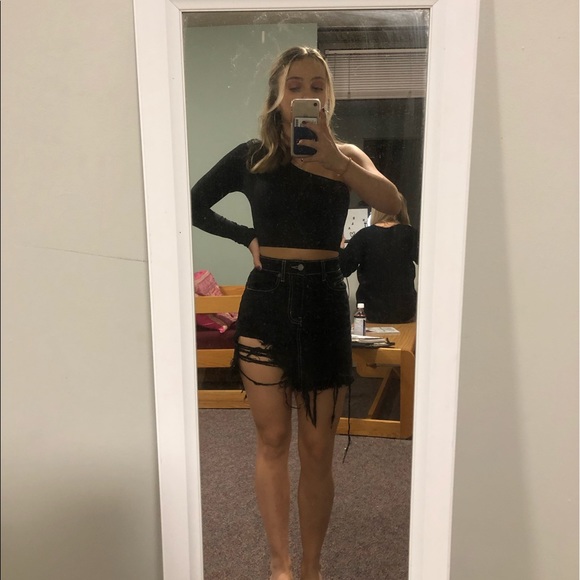 LF Dresses & Skirts - ❌ SOLD ❌ LF Carmar Destructed Black Denim Mini